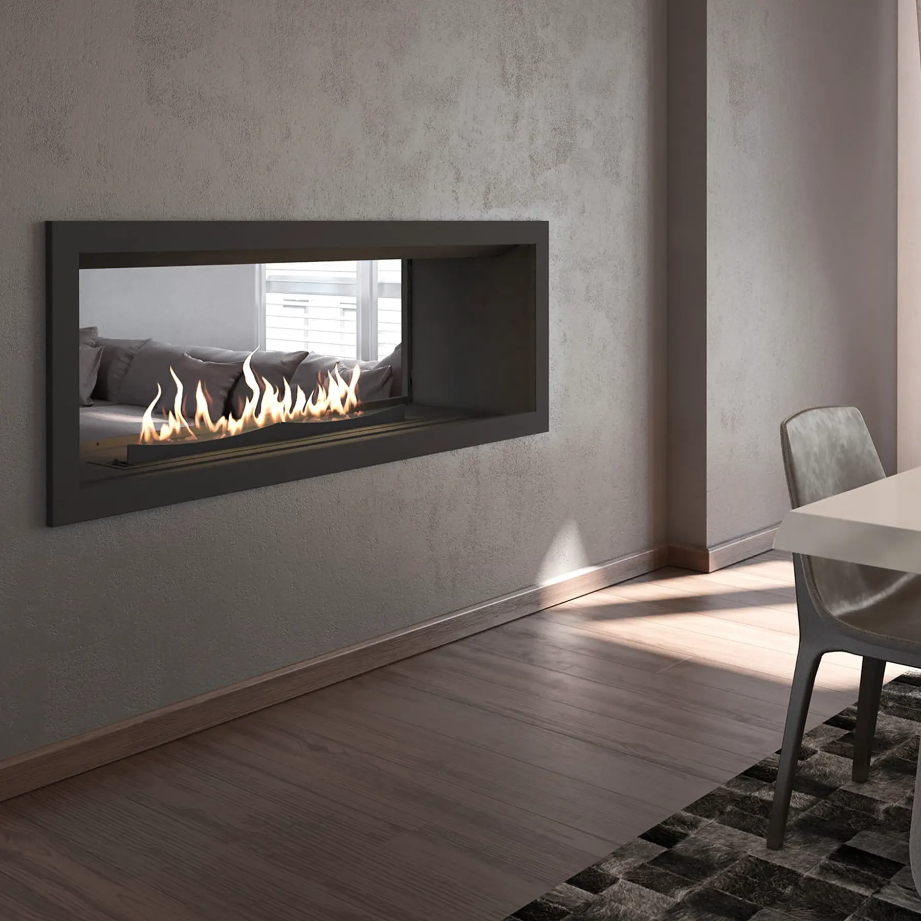 Signi Fires Double-sided Built-in Gas Fireplace