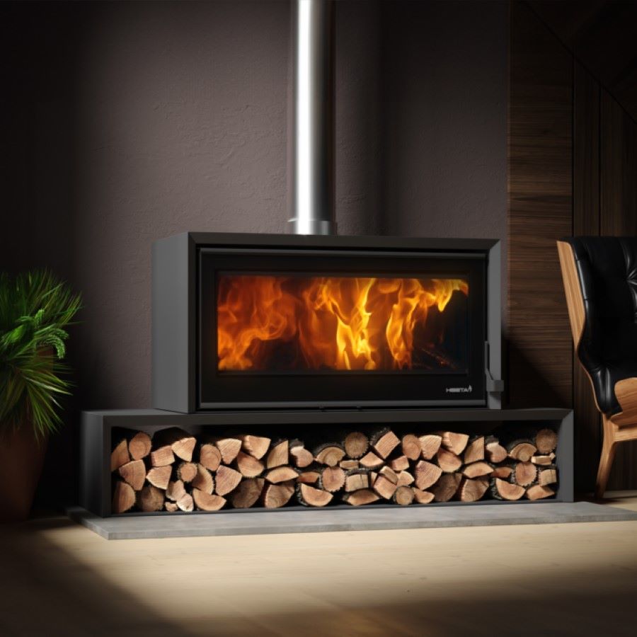 Heeta 950 Log Base Bevel Wood Fireplace