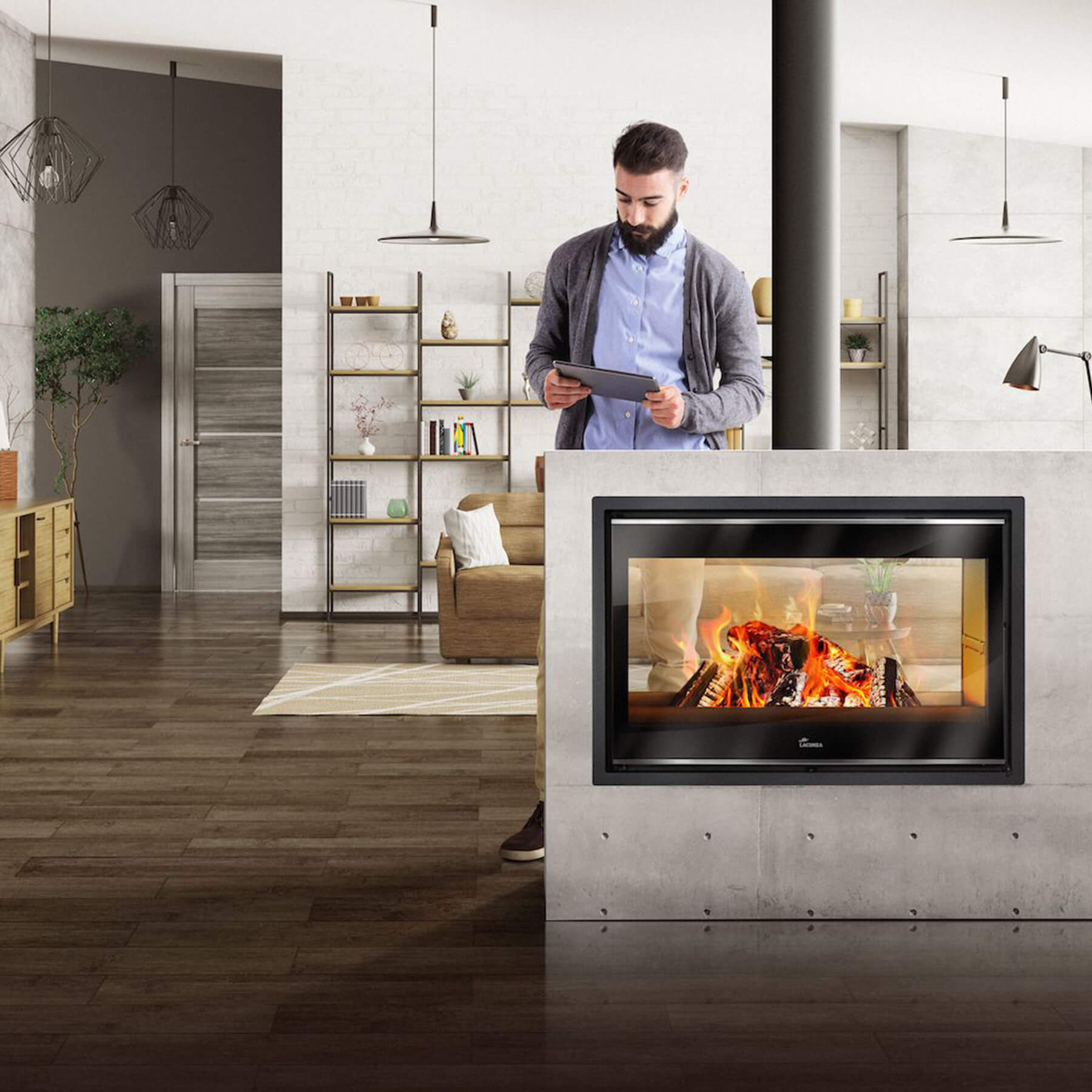 Lacunza Nickel Built-in Double-sided Combustion Stove (11-22kW)
