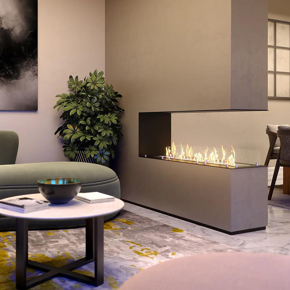 Signi Fires Lumin Peninsula Built-in Gas Fireplace