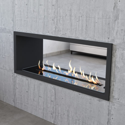 SAFire See Through Linear Built-in Gas Fireplace Black