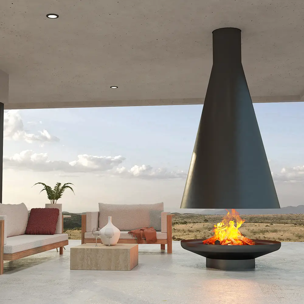 Signi Fires Silo Suspended Wood Burning Fireplace