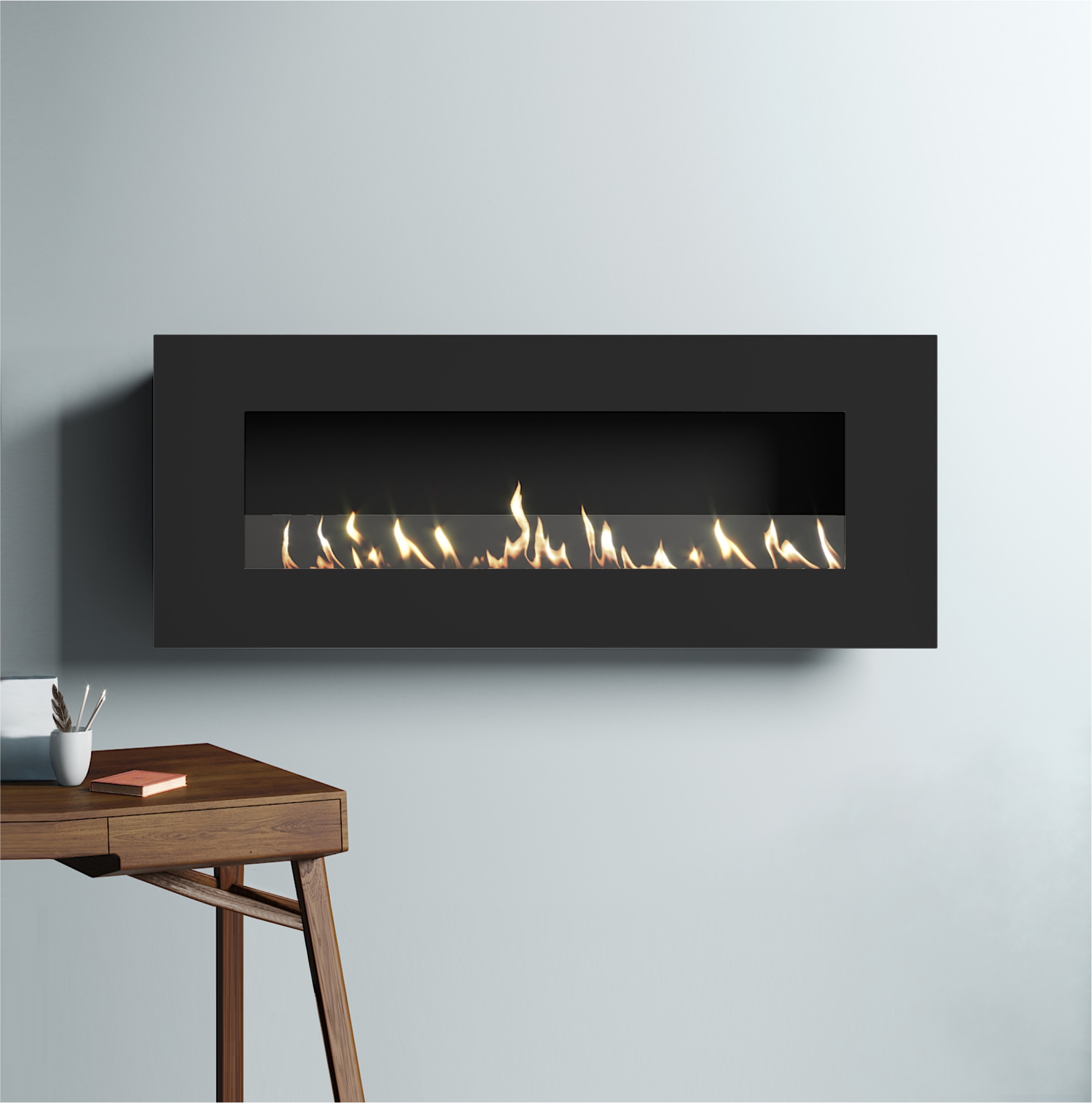 SAFire Panorama WallArt Wall-mounted Gas Fireplace Black