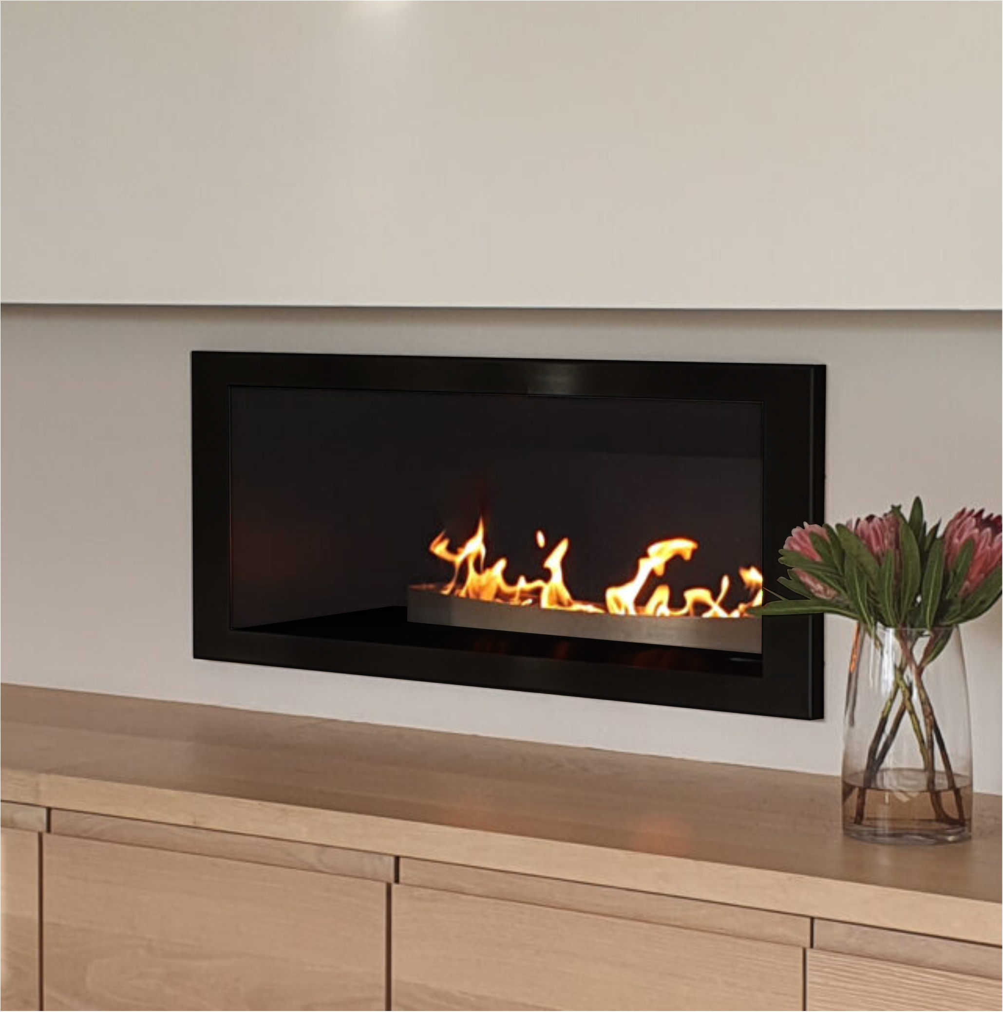SAFire Linear Built-in Gas Fireplace Black