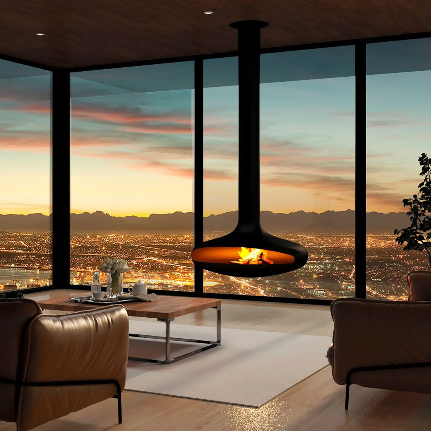 Signi Fires Aero 1200 Suspended Wood Burning Fireplace