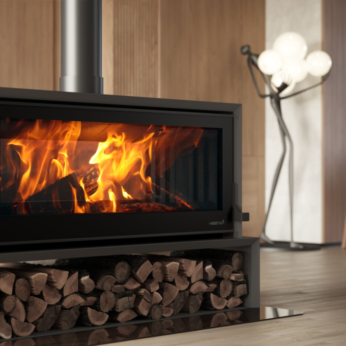 Heeta 1200 Double Sided Bevel Wood Fireplace