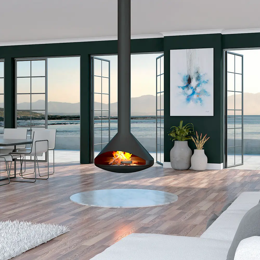 Signi Fires Cone Suspended Wood Burning Fireplace